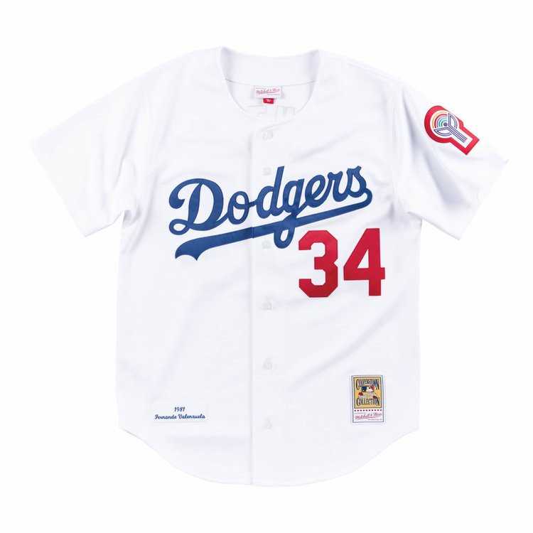 Men%27s Los Angeles Dodgers #34 Fernando Valenzuela White Stitched Baseball Jersey->los angeles dodgers->MLB Jersey